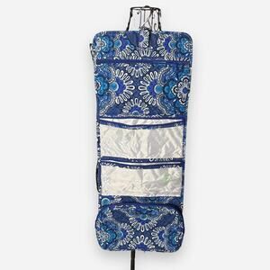 Vera Bradley Foldable Hanging Travel Organizer Bag Blue Medallion Paisley